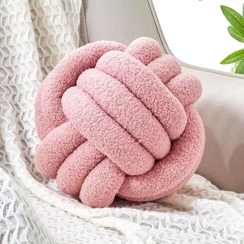 Miniatura 9 de Uvvyui Bola de Almohada con Nudo, Almohadas Decorativas Suaves para el Hogar, Almohada Redonda de Tiro, Almohada de Felpa Anudada Hecha a Mano