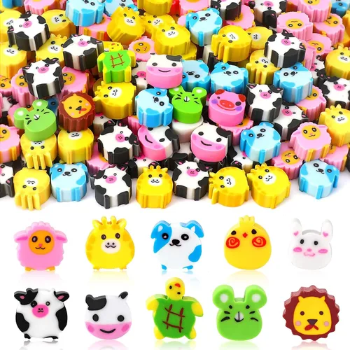JUNEBRUSHS 150 mini borradores para niños, borradores de animales para estudiantes, tareas, escuela, aula, recompensas, premios, recuerdos de fiesta