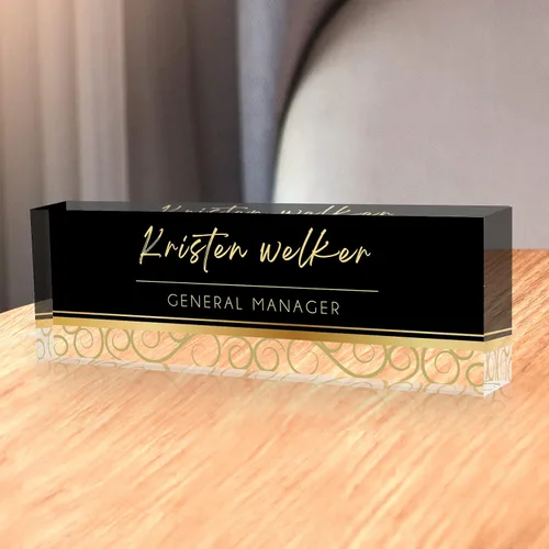 Miniatura 29 de Placa de Nombre Personalizada, Decoración de Oficina Personalizada - Accesorio de Escritorio de Acrílico, Regalos de Oficina para Empleados