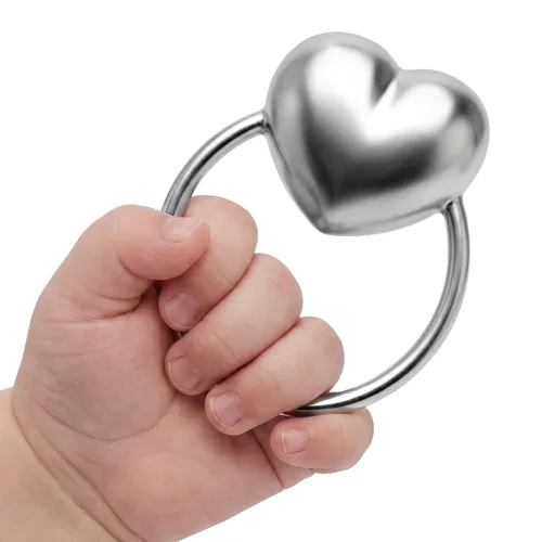 Miniatura 7 de Sonajero con mancuernas de plata de ley para recién nacido, no se deslustra, duradero y grabable personalizado, empaquetado en una hermosa caja