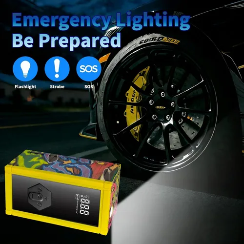 Miniatura 2 de Arrancador portátil de batería de coche con compresor de aire, paquete de salto de 8000 A para 9.0 L de gas/8.0 L diésel, bomba de aire inflador