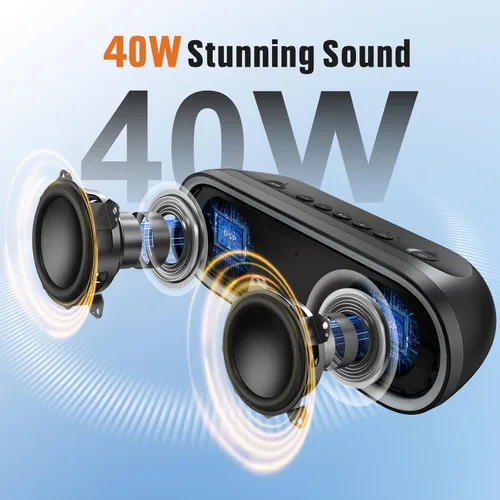 Miniatura 2 de DOSS SoundBox Pro+ P300 parlante Bluetooth con sonido estéreo de 40 W, graves adicionales, impermeable IPX6, emparejamiento TWS, diversos efectos