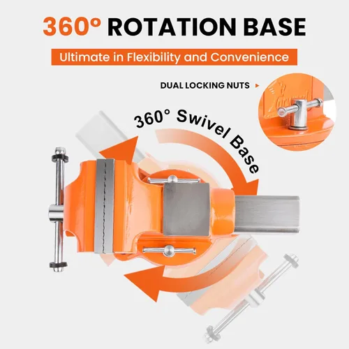 Miniatura 5 de Forward Prensa de banco de hierro dúctil de 8 pulgadas con base giratoria de 360 grados y barra guía de acero de canal 30808 (8 pulgadas)