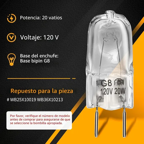 Miniatura 8 de Bombilla halógena compatible con GE, Samsung, Kenmore, Elite, Maytag, microondas sobre la estufa, luz nocturna/luz para estufa para microondas GE