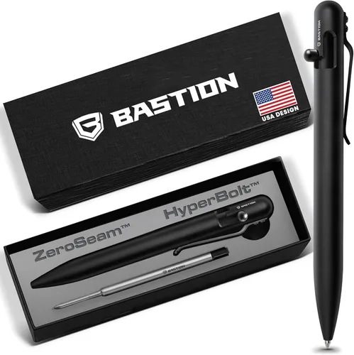 BASTION® Bolígrafo de Acción de Cerrojo de Lujo, Bolígrafo Profesional Duradero con Punta Fina, Bolígrafo EDC Recargable de Tinta - Acero Inoxidable
