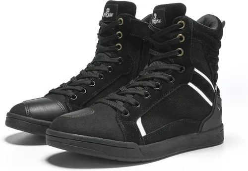 BORLENI Botas de motocicleta para calle, zapatos de conducción antideslizantes, para senderismo al aire libre, trabajo, zapatos de trabajo para
