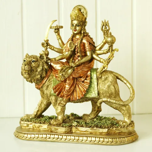 Miniatura 8 de BangBangDa Estatua de ídolo de Durga de la diosa hindú, figura de Durga en tigre, India, Murti, hogar, templo mandir, altar puja, artículo