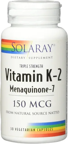 Miniatura 4 de Solaray Vitamina K-2 de triple fuerza como MK-7 150 mcg - Suplemento de vitamina K2 MK7 para apoyo a la salud ósea, Vit K2 puro como menaquinona
