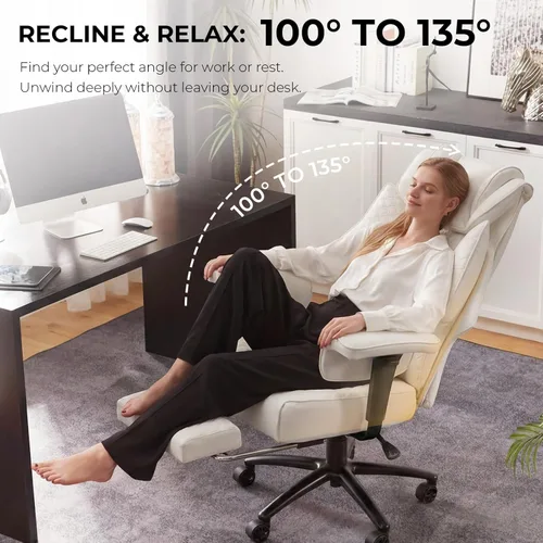 Miniatura 5 de Dowinx Silla de oficina grande y alta con soporte lumbar de masaje, silla de oficina ejecutiva con cojín de asiento ancho y grueso y reposabrazos