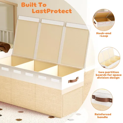 Miniatura 3 de Dayacoco Caja de juguetes extra grande con tapas, plegable, resistente, cajas organizadoras de almacenamiento de juguetes para niños y niñas, cesta