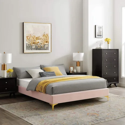 Miniatura 11 de Modway MOD-6305-DUS Sutton - Marco de cama de terciopelo de rendimiento individual, color rosa polvoriento