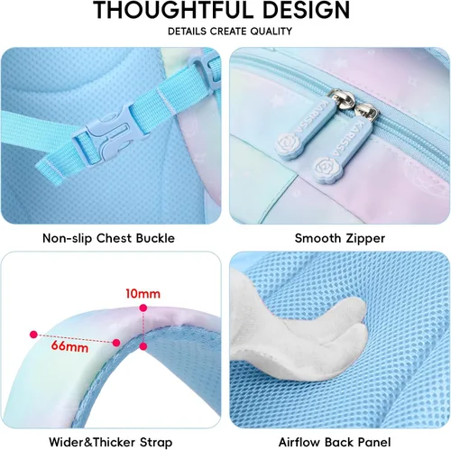 Miniatura 4 de Tanou Mochila con lonchera para niñas, juego de mochila escolar kawaii para niños de escuela primaria, bolsa estética para computadora portátil