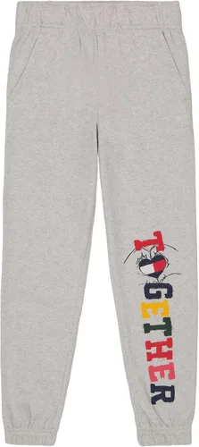 Tommy Hilfiger Pantalones deportivos con logotipo para niña, pantalones deportivos de forro polar con puños acanalados y bolsillos laterales