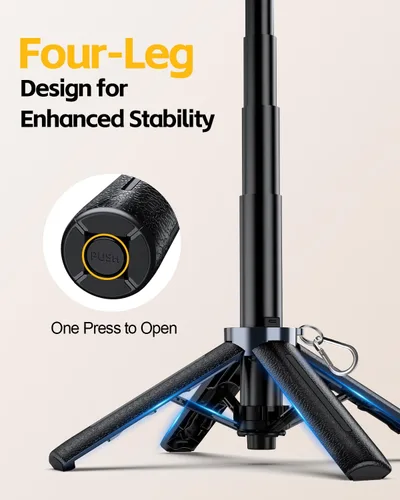 Miniatura 5 de UBeesize Mini trípode para selfie stick con control remoto recargable, soporte de teléfono de viaje de tamaño bolsillo con gancho, soporte giratorio