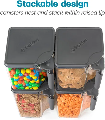 Miniatura 4 de Polder Handle-It - Recipiente de almacenamiento de grado alimenticio, sin BPA, apilable, mango seguro para verter fácilmente con una sola mano