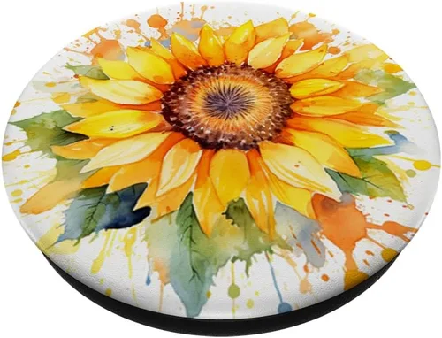 Miniatura 2 de PopSockets PopGrip estándar de girasol de acuarela