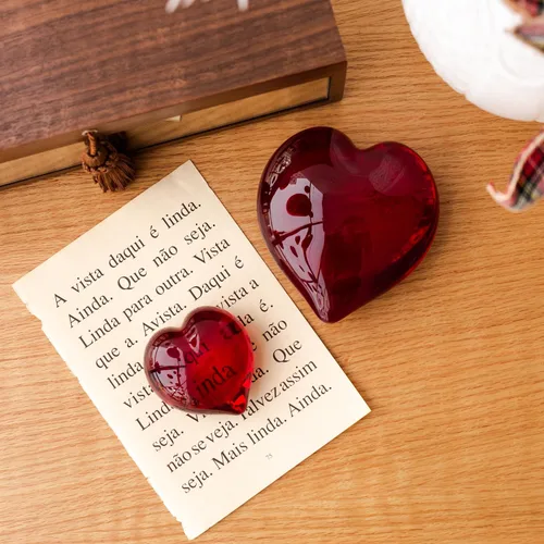 Miniatura 5 de Ca D Oro - Adorno de corazón de cristal grande – Pisapapeles de corazón rojo soplado a mano, regalo decorativo de corazón de cristal rojo, elegante