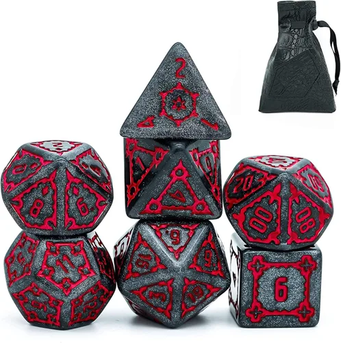Miniatura 9 de Cusdie - Juego de 7 dados DND gigantes de 25 mm que brillan en la oscuridad, juego de dados poliédricos luminosos, dados D&D con bolsa de dados