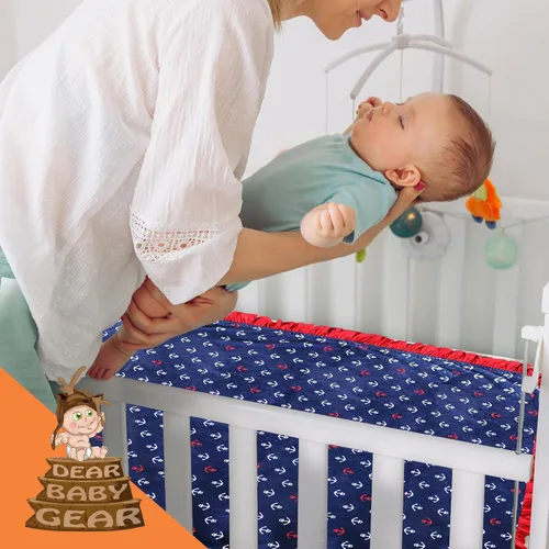 Miniatura 5 de Dear Baby Gear Ocean Deluxe - Manta para bebé, doble capa Minky, regalos de hitos y recién nacidos, manta de bebé para niñas/niños, ancla rojo