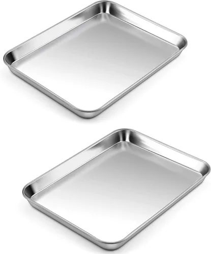 P&P CHEF Bandeja para hornear galletas de 10.5 pulgadas, bandeja de acero inoxidable para cocina, utensilios para horno para múltiples usos, aspecto
