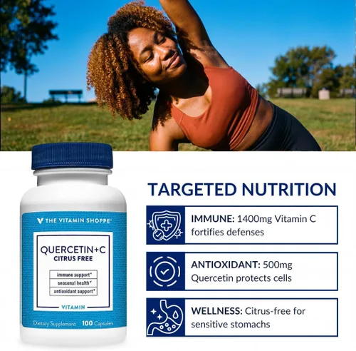 Miniatura 6 de The Vitamin Shoppe Brand Quercetin + C Citrus Free, 1400 mg de vitamina C y 500 mg de quercetina dihidrato, apoyo inmunológico, salud estacional