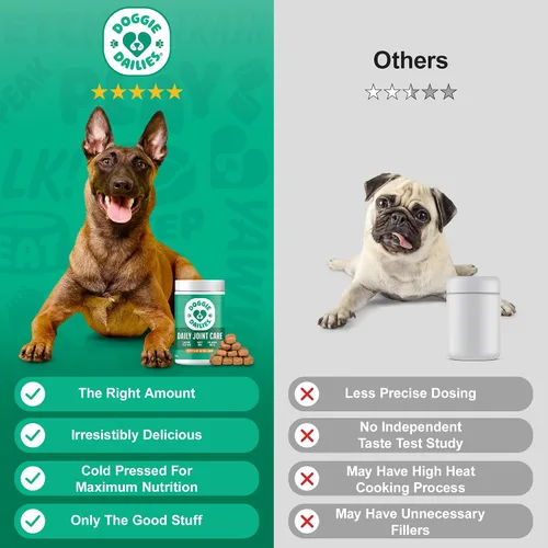 Miniatura 7 de Doggie Dailies Glucosamina para perros – 225 masticables – Suplemento avanzado para las articulaciones para perros con condroitina, MSM, ácido
