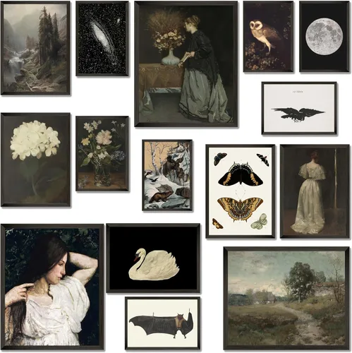 LANCHI95 15 impresiones artísticas vintage – impresiones artísticas góticas victorianas para pared, pósteres vintage para habitación, arte de pared