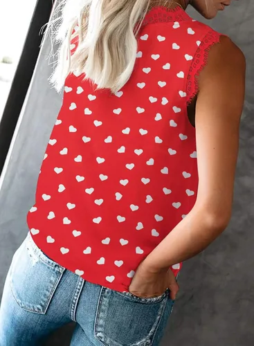 Miniatura 137 de VIISHOW - Camiseta sin mangas, sexy, con cuello en V y bordes de encaje para mujer, camisola de vestir, camisas de gasa, sin mangas, casuales