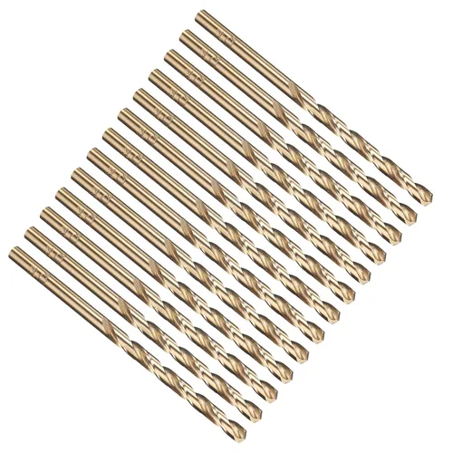 Miniatura 324 de PATIKIL Broca Jobber de 0.039 in, vástago recto M35 cobalto 5% acero de alta velocidad 135° acabado dorado para metal duro de acero inoxidable - 2