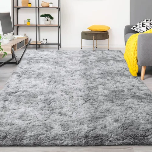 Miniatura 100 de FlyDOIT Alfombras Grandes para Sala de Estar, 5x8 Pies Alfombra Shaggy Teñida con Tie-Dye Gris Oscuro, Alfombras Mullidas Tipo Manta, Alfombras