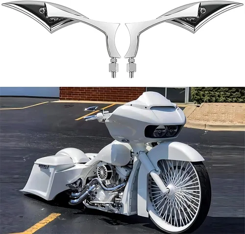 Miniatura 14 de DREAMIZER Espejos retrovisores negros universales de 8 mm/10 mm para motocicleta, compatibles con Harley, bicicleta de calle, scooter, chopper