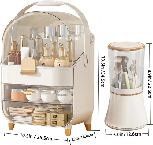 Miniatura 2 de Organizadores de maquillaje para tocador, organizadores de cuidado de la piel, vitrinas de cosméticos con cubierta transparente, regalo para niñas