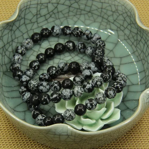 Miniatura 23 de Amandastone Pulsera elástica de cuentas redondas de 0.315 in con piedras preciosas naturales de 7 pulgadas