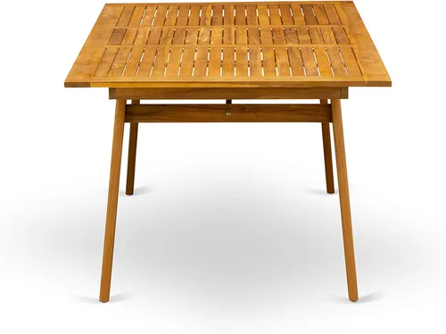 Miniatura 5 de East West Furniture DEDK9CWNA - Juego de comedor de 9 piezas para patio al aire libre, incluye una mesa rectangular de madera de acacia y 8 sillas
