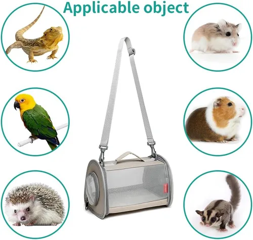 Miniatura 2 de Transportadora de Conejillos de Indias de Viaje Bolsa Transportadora para Animales Pequeños Lagarto Pájaro Conejo Transportadora Ardilla Bolsa Caqui