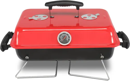 Miniatura 10 de Parrilla de carbón portátil de barril de 43.7 pulgadas, ahumador de metal para exteriores, parrilla de barbacoa de alta resistencia al aire libre