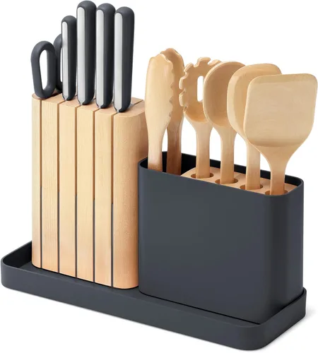 Caraway Juego de utensilios de cocina de 14 piezas, juego de cuchillos de cocina y utensilios de madera, fabricado con cuchillas de acero alemán de