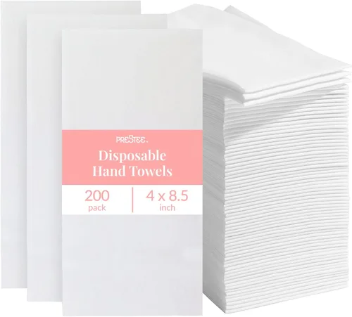 Prestee 200 toallas de mano de papel desechables que se sienten como servilletas de lino, 2 capas, toallas de invitados, servilletas de papel de