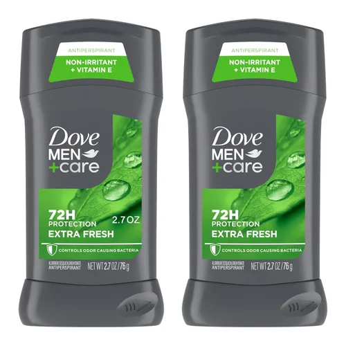 Dove Men+Care Desodorante en barra para hombres Antitranspirante para protección de olores Extra Fresco Efectivo hasta 48 horas, 2.7 oz, 2 unidades