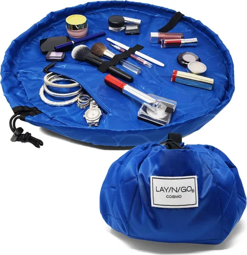 Miniatura 20 de Lay-n-Go Cosmo Layflat - Organizador de cosméticos y maquillaje con cordón y bolsillo con cremallera, bucles para cepillos y más, se ajusta