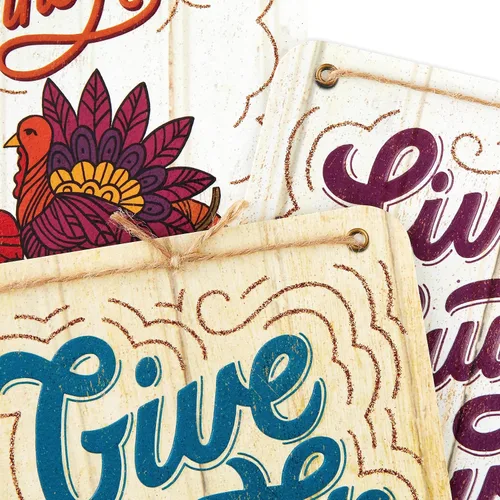 Miniatura 5 de Hallmark Surtido de tarjetas de Acción de Gracias de grano de madera (3 tarjetas con sobres) Live, Laugh, Love, Give Thanks, Cornucopia