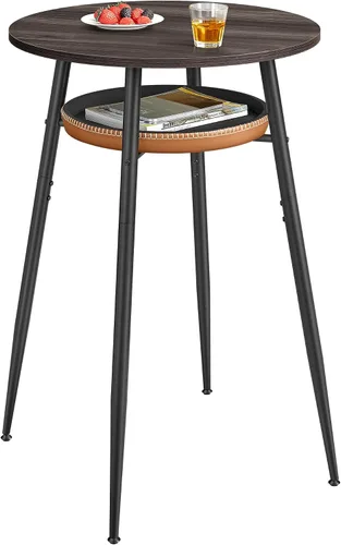 Miniatura 17 de VASAGLE EKHO Collection - Mesa de bar con almacenamiento, mesa redonda alta de pub, cuero sintético con costuras, moderna de mediados de siglo