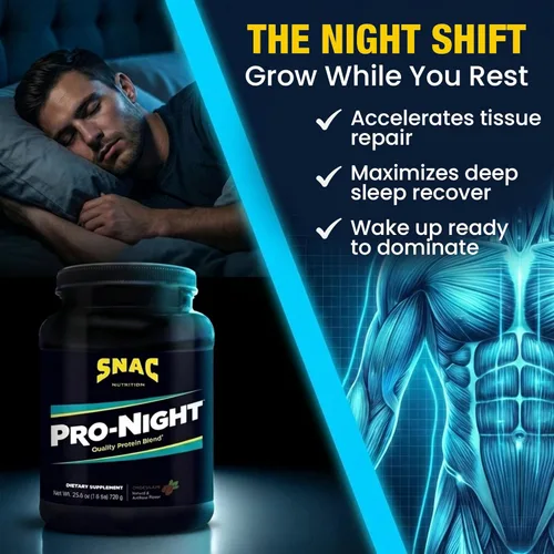 Miniatura 4 de SNAC Pro-Night - Mezcla de proteínas en polvo, proteína en polvo de calidad para hombres y mujeres, recuperación nocturna, suplemento alto
