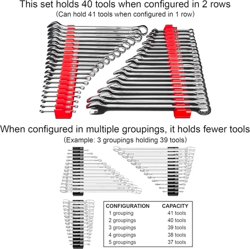Miniatura 8 de Ernst Manufacturing Wrench Pro - Organizador modular de llaves para 40 herramientas con base magnética, fabricado en los Estados Unidos Negro