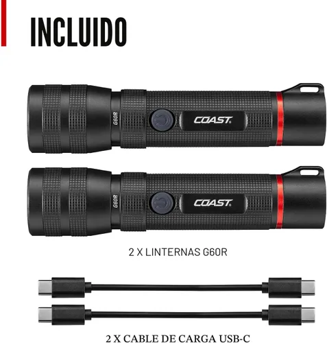 Miniatura 10 de Coast G60R linterna LED recargable impermeable de 1000 lúmenes, paquete de 2