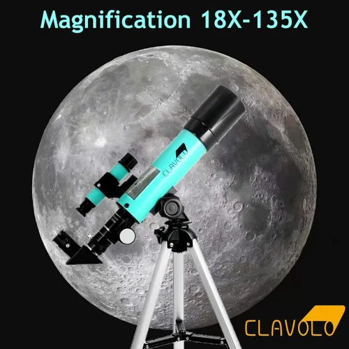 Miniatura 2 de Telescopio refractor con alcance buscador para niños y principiantes en astronomía, telescopio de viaje con 3 oculares de aumento 18X - 135X