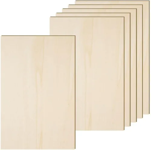 Miniatura 14 de Paquete de 6 hojas de madera de tilo de 10.7 x 7 x 1/4 pulgadas-6mm de grosor para manualidades, hojas de madera contrachapada sin terminar, paneles