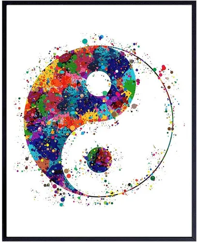 Yin Yang - Impresión artística inspiradora de acuarela zen, foto sin marco de 8 x 10 pulgadas, regalo motivacional para meditación, fanáticos de