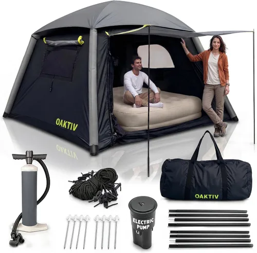 Miniatura 10 de Oaktiv CloudCamp - Tienda de campaña inflable para 6 personas con protección UV, tela Oxford impermeable, tienda de campaña glamping