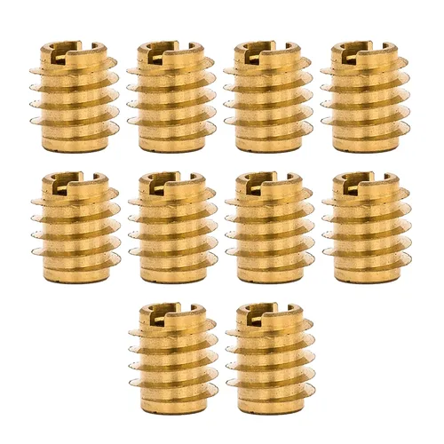 Miniatura 12 de E-Z LOK Inserto roscado para cuchillo para madera dura, insertos de rosca de latón, 10-24 roscas internas, 0.500 pulgadas de longitud, paquete de 25